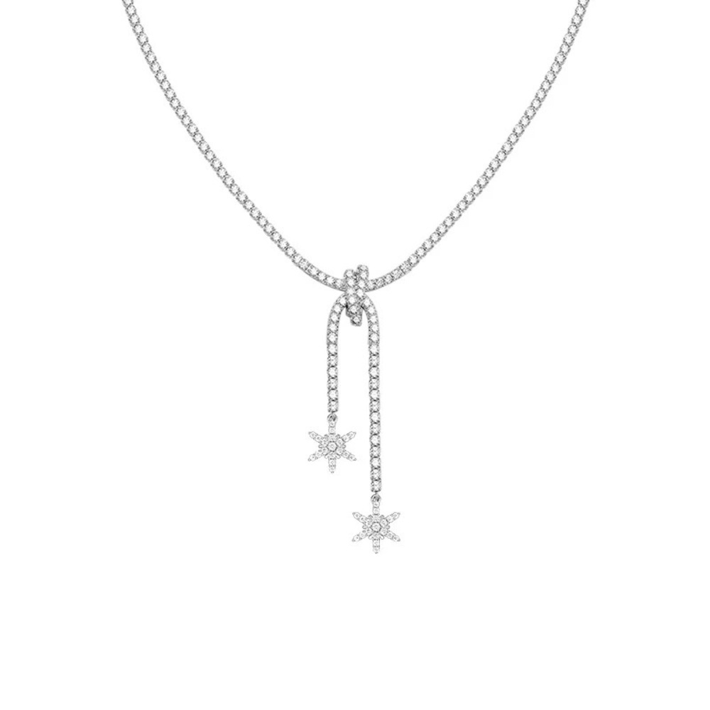 HeFang Elegant Silver Snowflake Necklace